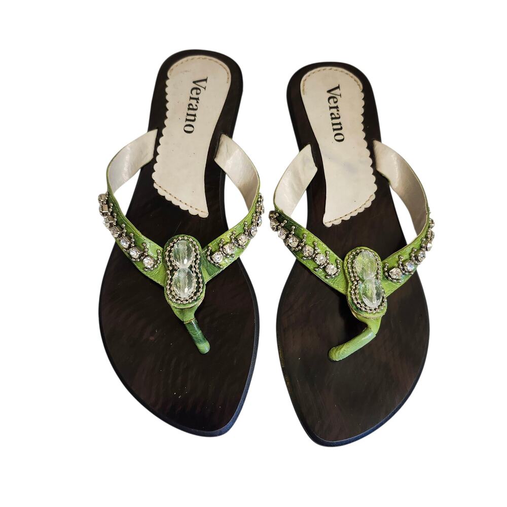Womens Verano Jeweled Lime Green Sandals Sz 9 EU 40 New Boho Beach Summer